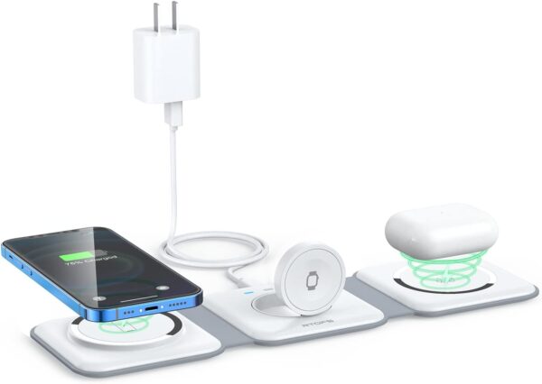 51jNkRzDZgL. AC SL1500 Wireless Charger 3 in 1,RTOPS Magnetic Travel Wireless Charging Station Multiple Devices,GaN 3 in 1 Charging Station,Compatible for iPhone15/14/13/12/Pro/Max,iWatch,AirPods 3/2/Pro(Adapter Includes)