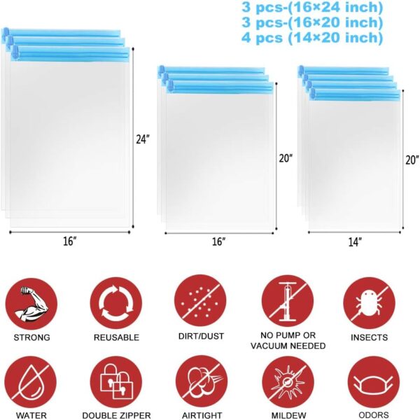 61f4Kt7t74L. AC SL1000 Compression Bags - Travel Accessories - 10 Pack Space Saver Bags - No Vacuum or Pump Needed - Vacuum Storage Bags for Travel Essentials - Home Packing-Organizers (Blue)