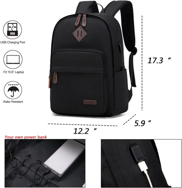 61mZlcv+2RL. AC SL1200 KYALOU Laptop Backpack, Lightweight Bookbag Casual Daypack for Men and Women, College with USB Charging Port - Black