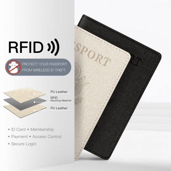 71+6NUY+EWL. AC SL1500 2 Pack Passport Cover With Card Slots RFID Blocking-White&Black