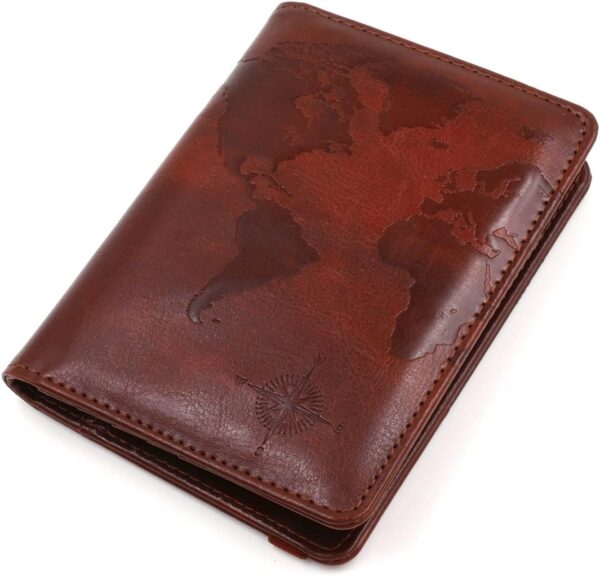 710uGvTG9IL. AC SL1200 kandouren RFID Blocking Passport Holder Cover Case,travel luggage passport wallet made with Brown Map Crazy Horse PU Leather for Men & Women