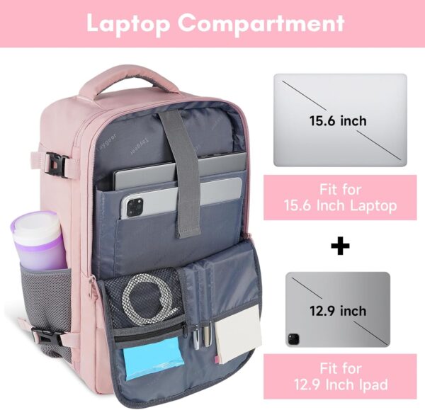 711bhLQOb9L. AC SL1500 Taygeer Travel Backpack for Women, Carry On Backpack with USB Charging Port & Shoe Pouch, TSA 15.6inch Laptop Backpack Flight Approved, Nurse Bag Casual Daypack for Weekender Business Hiking, Pink