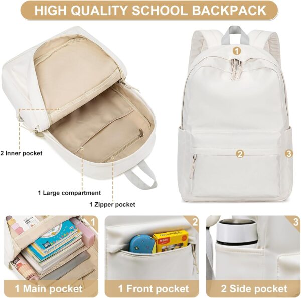 711i9Zyga+L. AC SL1500 School Backpack for Teen Girls Women Laptop Backpack College Bookbags Middle School Travel Work Commuter Back Pack(Solid Beige)