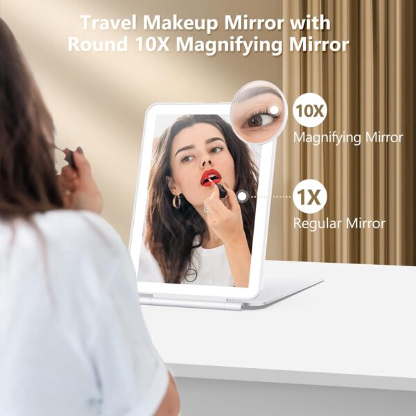 717R8w0tlWL. AC SL1500 Rechargeable Makeup Mirror for Travel, Vanity Mirror with 80LEDs, 3 Color Light, 2000mAh Battery, Portable Ultra Slim Lighted Mirror, Travel Essential