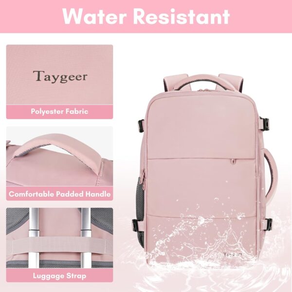 719Lp7c3E6L. AC SL1500 Taygeer Travel Backpack for Women, Carry On Backpack with USB Charging Port & Shoe Pouch, TSA 15.6inch Laptop Backpack Flight Approved, Nurse Bag Casual Daypack for Weekender Business Hiking, Pink