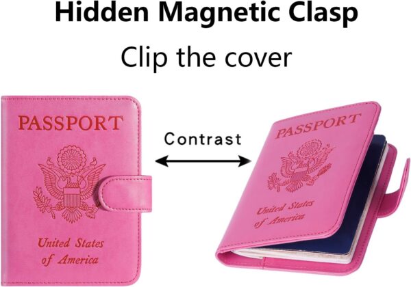 71G5FchrKPL. AC SL1500 Passport Holder Cover Wallet RFID Blocking Leather Card Case Travel Accessories for Women Men (Pink)