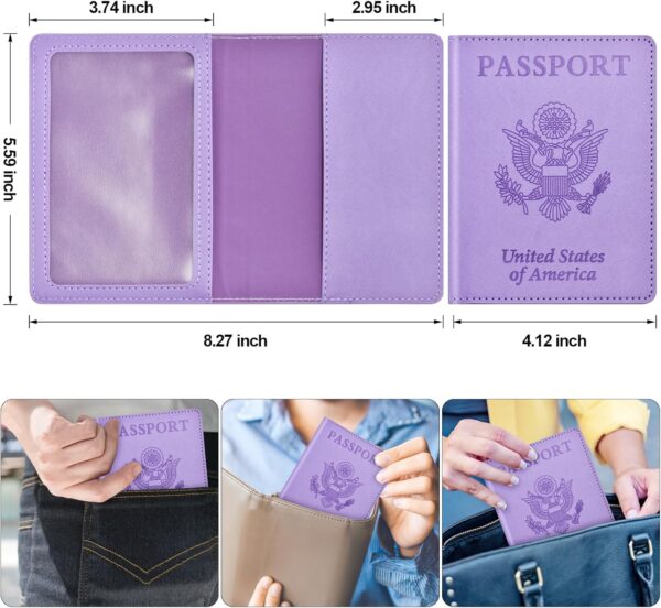 71TkfwSgHhL. AC SL1500 Passport and Vaccine Card Holder Cover Combo, Passport Case /Wallet with Vaccine Card Slot for Women and Men(AL-Purple)