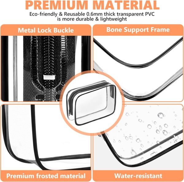 AURUZA 3 Pack Clear Toiletry Bag,Portable Travel Makeup Bags with Zipper, TSA Approved Clear Organizer Bags, PVC Cosmetic Pouch for Airport Airline Compliant