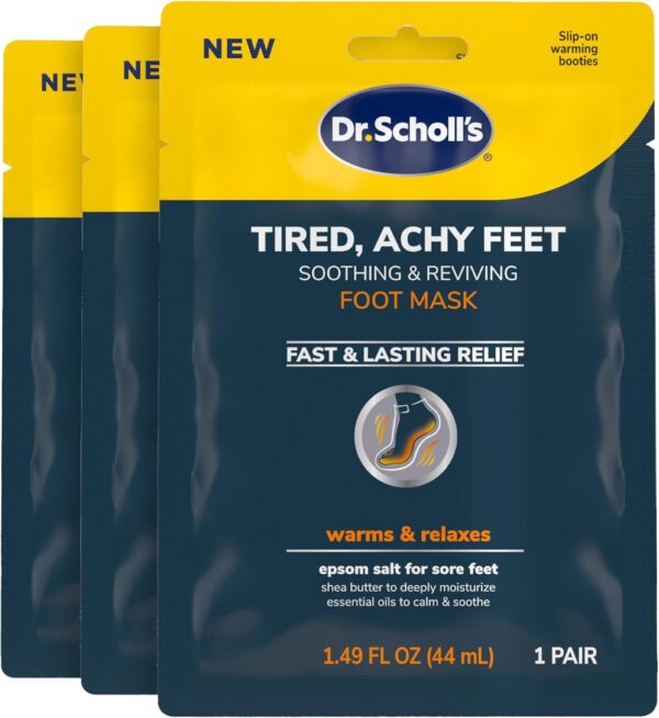 71cNXJcCIyL. AC SL1500 Dr. Scholl's® Tired, Achy Feet Soothing & Reviving Foot Mask, 3 Pair, Warming Booties