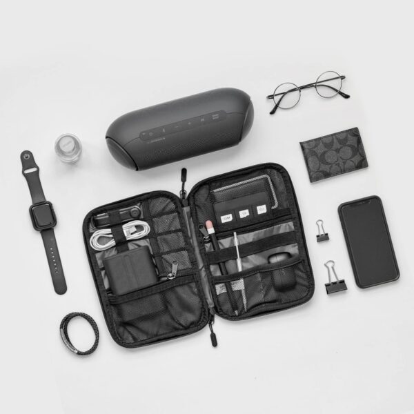 71dNq2viYeL. AC SL1500 BAGSMART Electronics Organizer Travel Case, Small Cable Organizer Bag for Essentials, Tech Organizer as Accessories, Cord Organizer for Phone, Power Bank, SD Card, Black