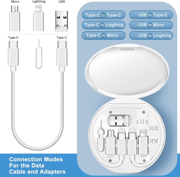 71qT4AmjSJL. AC SL1500 USB C to Lightning Adapter Kit,Multi Charging Cable Case Convertor USB C to Type C/iOS Device/Micro Adapter Travel Data Cable Set Contains Card Storage，Phone Holder, Tray Eject Pin(White)