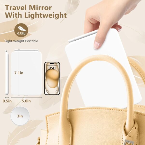 71uckKXGmmL. AC SL1500 Rechargeable Makeup Mirror for Travel, Vanity Mirror with 80LEDs, 3 Color Light, 2000mAh Battery, Portable Ultra Slim Lighted Mirror, Travel Essential