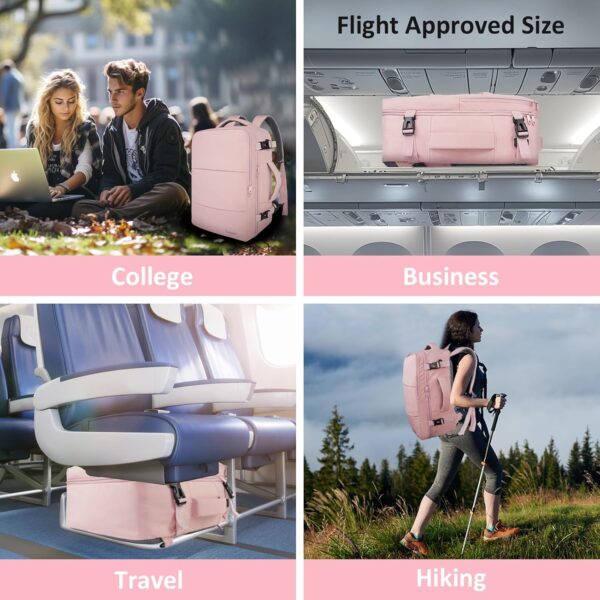 71y7JLfQ9uL. AC SL1500 Taygeer Travel Backpack for Women, Carry On Backpack with USB Charging Port & Shoe Pouch, TSA 15.6inch Laptop Backpack Flight Approved, Nurse Bag Casual Daypack for Weekender Business Hiking, Pink