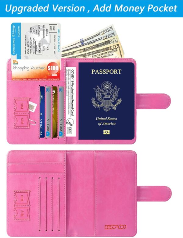 71yTYy2SVfL. AC SL1500 Passport Holder Cover Wallet RFID Blocking Leather Card Case Travel Accessories for Women Men (Pink)