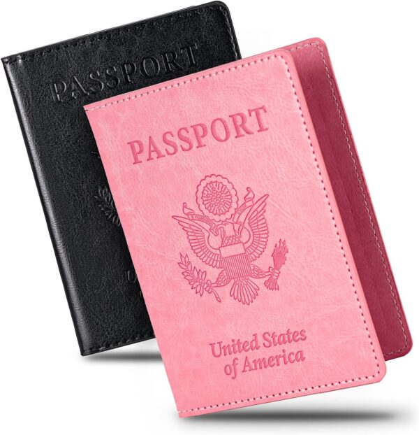 81 soYep3SL. AC SL1500 2 Pcs Passport holders，Ultra Slim passport wallet，PU Leather Passport Cover for Women and Men