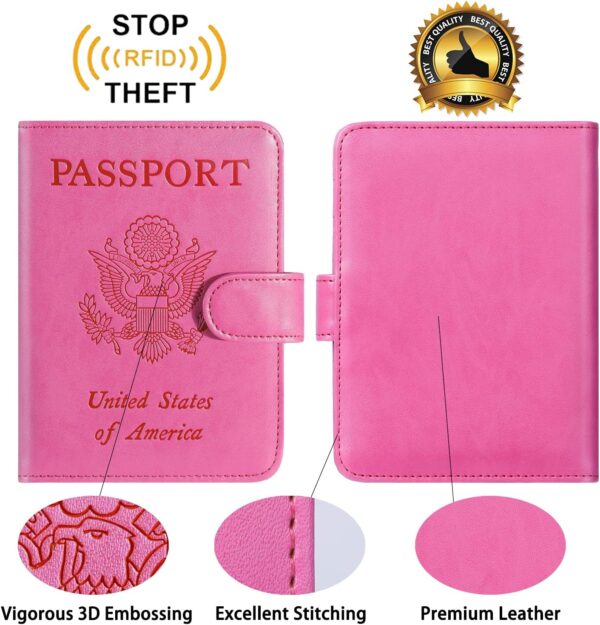 81AU5OvwjCL. AC SL1500 Passport Holder Cover Wallet RFID Blocking Leather Card Case Travel Accessories for Women Men (Pink)