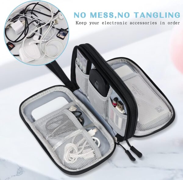 81GCRtWGNnS. AC SL1500 FYY Travel Cable Organizer Pouch Electronic Accessories Carry Case Portable Waterproof Double Layers All-in-One Storage Bag for Cord, Charger, Phone, Earphone Black