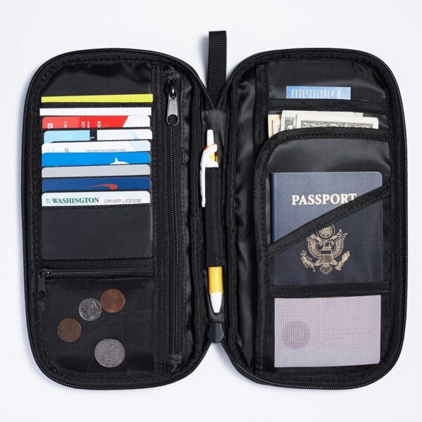 81V8qHzvpYL. AC SL1500 Amazon Basics RFID Travel Passport Wallet Organizer, 10 x 5 Inches, Black, Solid