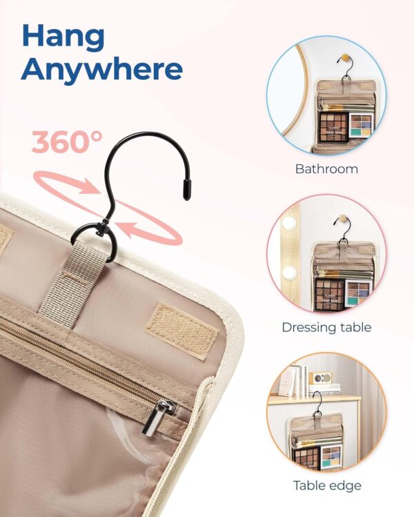 81XO9NdVjkL. AC SL1500 BAGSMART Toiletry Bag Travel Makeup Bag with Hanging Hook, Cosmetic Bag Make Organizer Case, Large Capacity Water-resistant Organizer for Toiletries Accessories Brushes Sponge, Beige