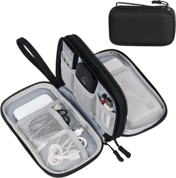 81hLyL0rX2S. AC SL1500 FYY Travel Cable Organizer Pouch Electronic Accessories Carry Case Portable Waterproof Double Layers All-in-One Storage Bag for Cord, Charger, Phone, Earphone Black