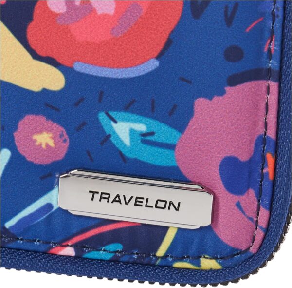 81qhATzc5wL. AC SL1500 Travelon RFID Blocking Passport Zip Wallet, Mod Floral, 4.5"x 6"x 0.75"