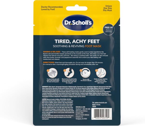 81qiz1 nv4L. AC SL1500 Dr. Scholl's® Tired, Achy Feet Soothing & Reviving Foot Mask, 3 Pair, Warming Booties