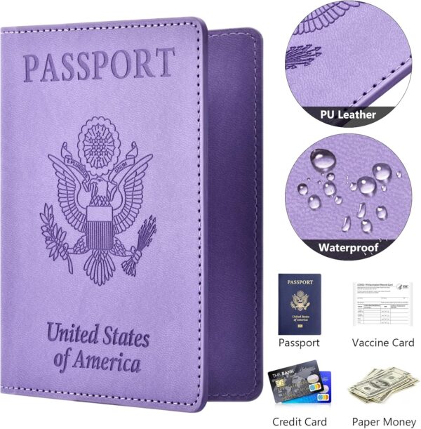 81xNv9 nb2L. AC SL1500 Passport and Vaccine Card Holder Cover Combo, Passport Case /Wallet with Vaccine Card Slot for Women and Men(AL-Purple)