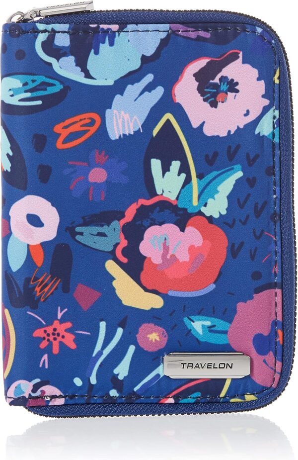 91GBNLJMooL. AC SL1500 Travelon RFID Blocking Passport Zip Wallet, Mod Floral, 4.5"x 6"x 0.75"