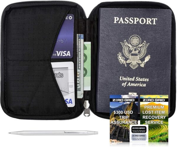 91XjKJOy7ML. AC SL1500 Zero Grid Passport Wallet - Travel Document Holder w/RFID Blocking