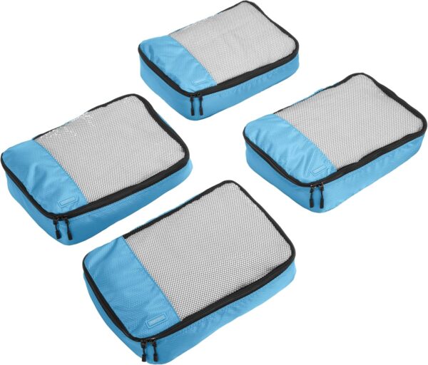 91lE49nnDcL. AC SL1500 Amazon Basics 4 Piece Packing Cubes for Travel, Travel Organizer Zipper Cubes Set, Medium, Sky Blue